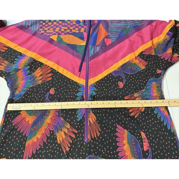 Farm Rio Rainbow Birds Sweatshirt Romper Women's XL Hooded NWT - Picture 10 of 16